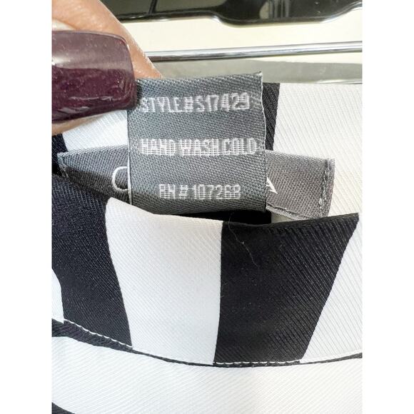 Gracia Black White Striped High Waist A-Line Maxi Skirt XL | Flare - Picture 9 of 10